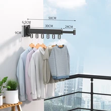  Folding Hanger Wall Mounted Retractable Quilt Clothes Rack Indoor Outdoor Space Saving Aluminum Home Laundry Clothesline 