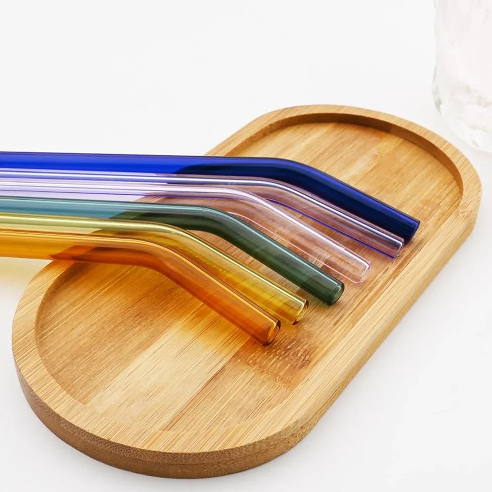 20cm Green Reusable Glass Straws High Borosilicate Glass Eco Friendly Drinking Straw Cocktail Smoothie Milkshake Dinkware drinking straws glass straw set