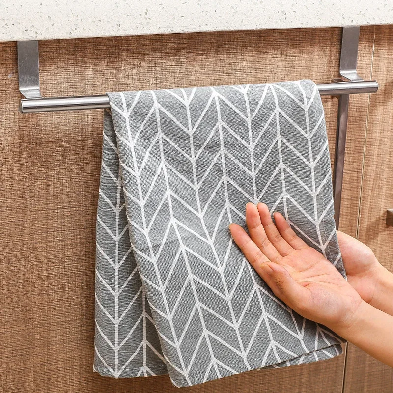 Towel Rack Over Door Towel Bar Hanging Holder Stainless Steel Household Bathroom Kitchen Cabinet Rag Rack Shelf Hanger Towel Rack