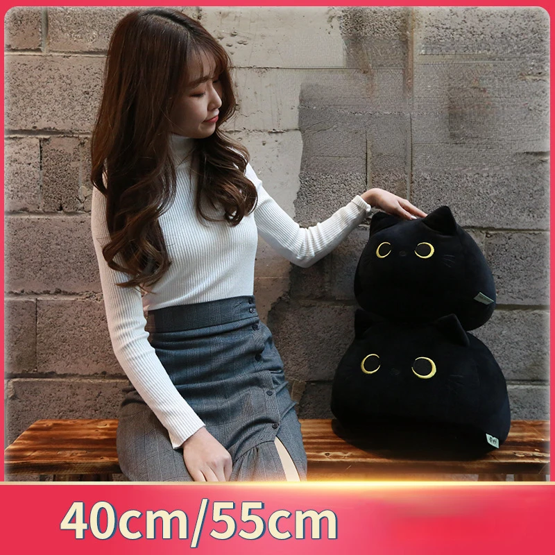 Black Cat Throw Pillow Creative Doll Plush Toy Office Cotton Doll  Animal Plushies Toys for Girls Christmas Gift 8/30/40/55cm fine horse head pattern black leather belt animal cowboy style men s jeans belt punk rock accessories