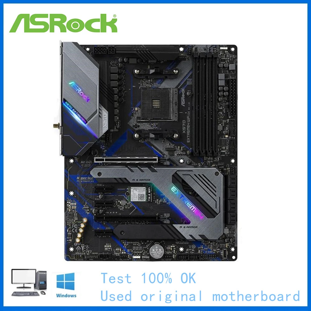 Per Asrock X570 Extreme 4 Wifi Ax Computer Usb3.0 M.2 Scheda Madre Ssd Nvme Am4 Ddr4 X570 Scheda Madre Desktop Usata