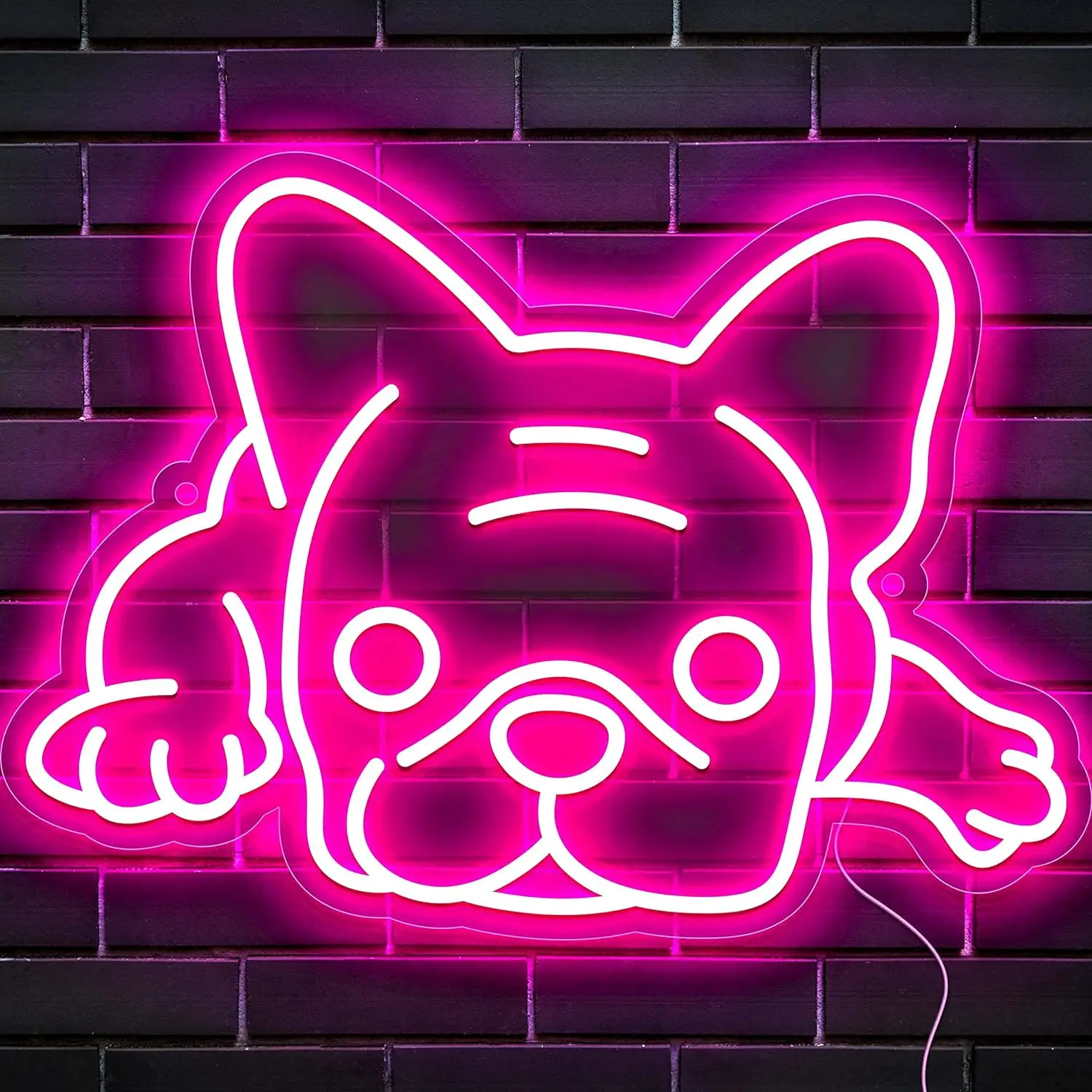 

French Bulldog Neon Sign for Wall Decor Cute Puppy Pink LED Neon Dog Night Light USB Operated Frenchie Gifts Pet Shop Business