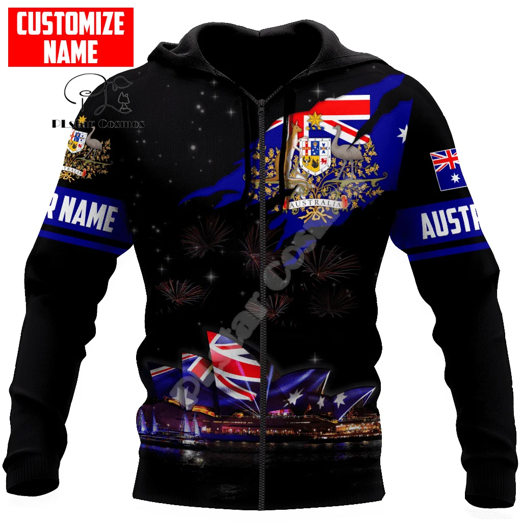 Custom Name Country Flag Australia Aborigine Culture Tribal Tattoo Retro 3DPrint Pullover Harajuku Casual Funny Hoodies Jacket P
