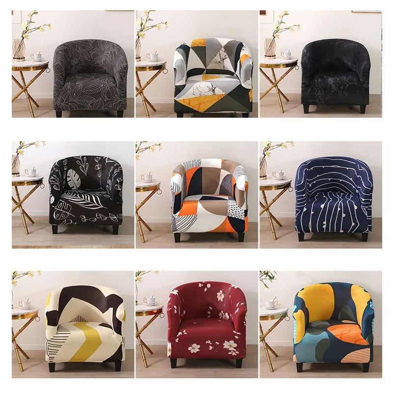 

Elastic Printing Semicircle Sofa Cover All-inclusive Semicircle Coffee Shop Chair Cover Internet Cafe Hotel Sofa Chair Cover