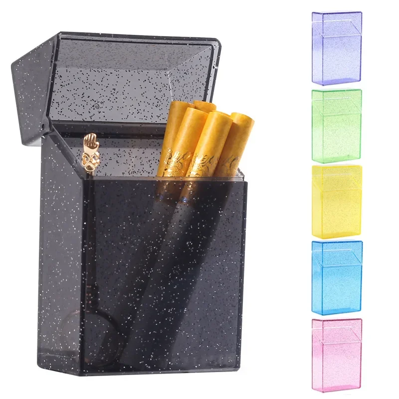 

Hot Selling Transparent Cigarette Boxes Colored Powder Cigarette Boxes Transparent Personality Fashion Portable Cigarette Boxes
