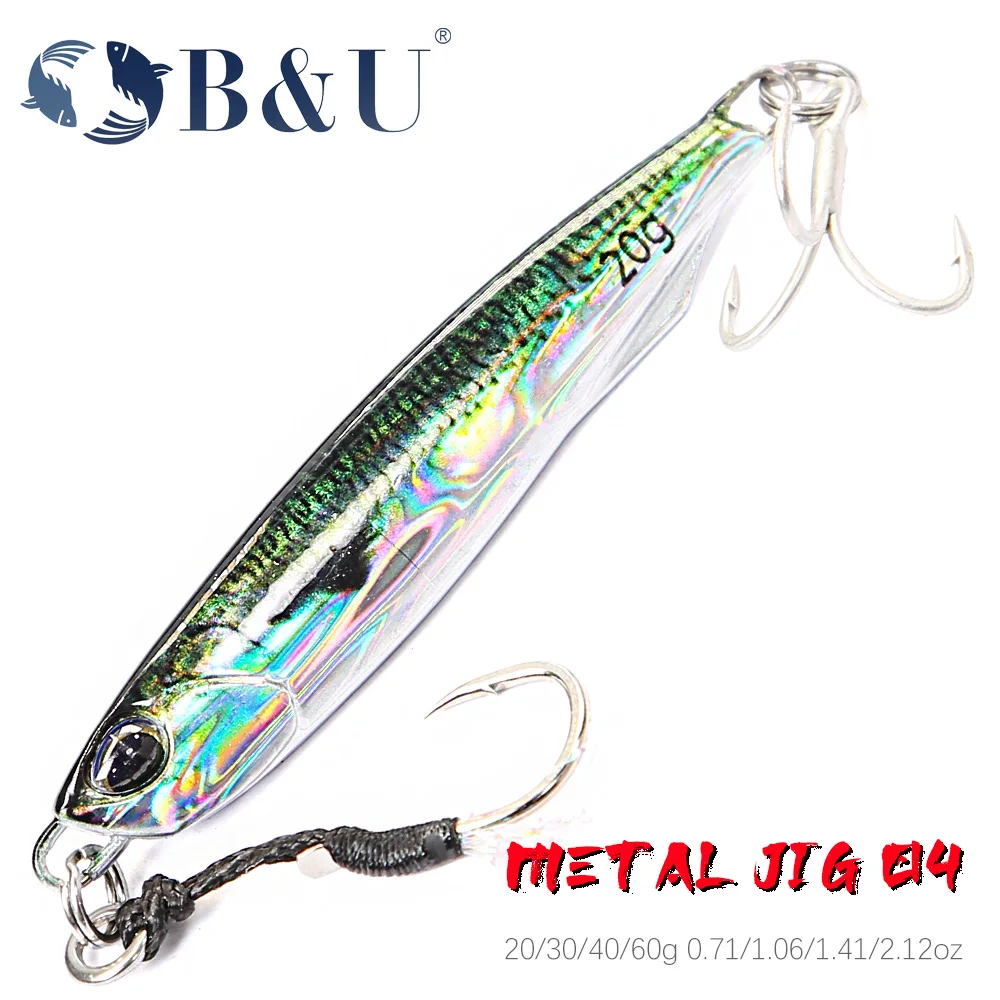 B&U Metall Jig Jigging Wolfsbarsch Köder Casting Jig Thunfisch Lange Casting Köder Spinning Künstliche Köder Löffel Salzwasser Angeln
