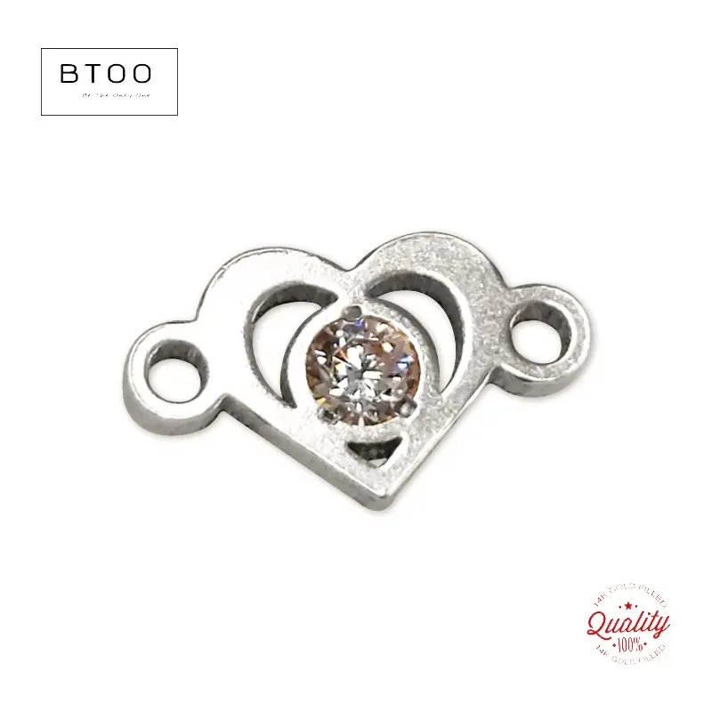 925er Sterlingsilber Mini-Herzanhänger mit Zirkonia-Verbindungsstück für Armbänder, Halsketten, Schmuckherstellung, DIY, handgemachtes Zubehör
