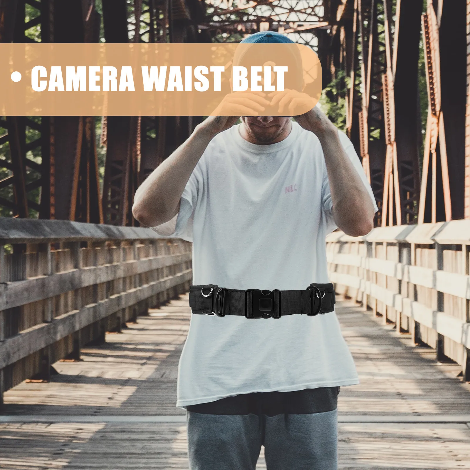 1Pcs 전문 카메라 허리 벨트 나일론 조절 가능한 사진 벨트 확장 가능한 소켓 렌즈 가방 홀더 휴대용 필터