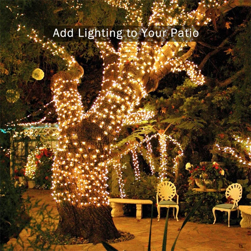 Solar-Powered LED String Lights for Outdoor Holiday and Garden Decor