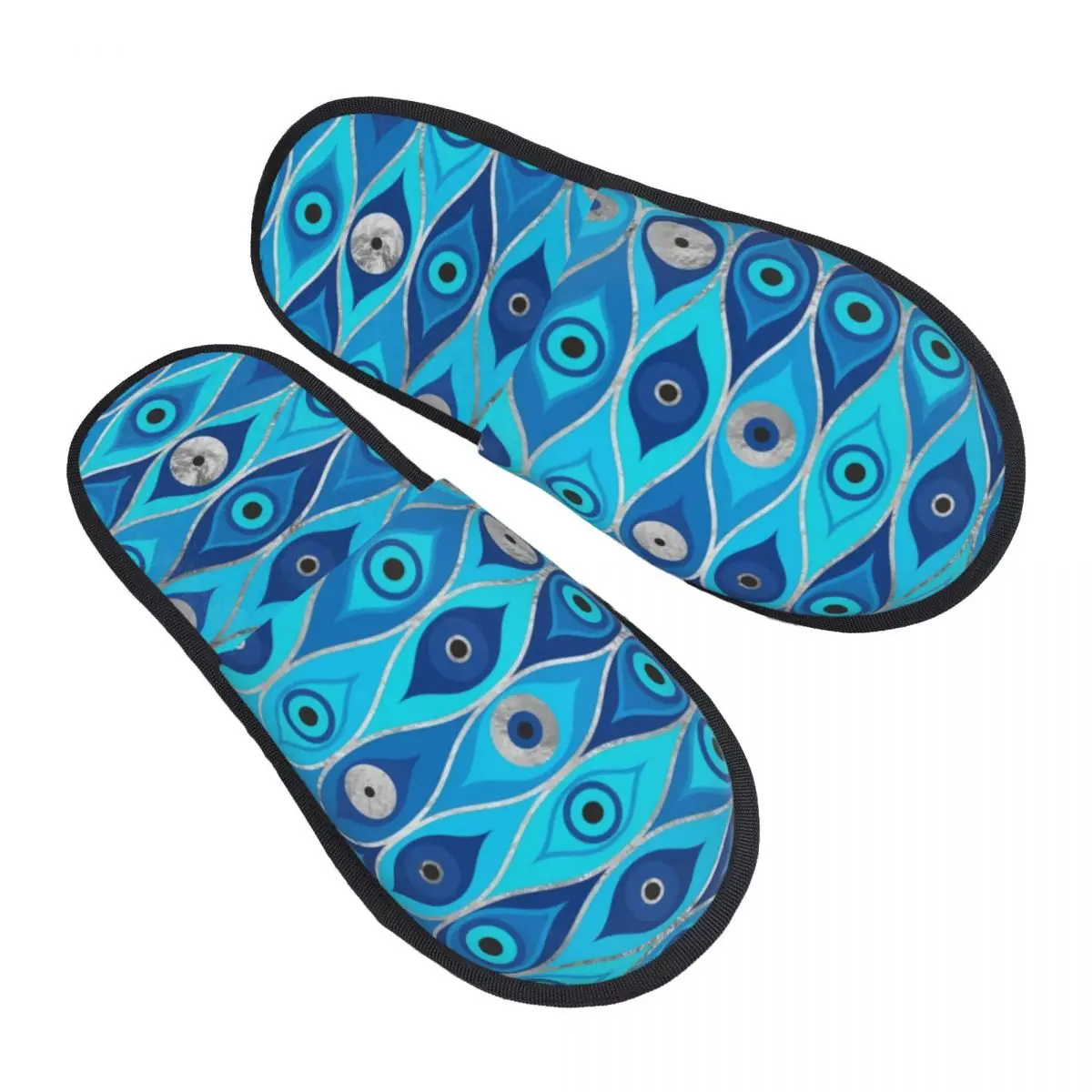 

Custom Print Women Greek Mati Mataki House Slippers Cozy Warm Matiasma Evil Eye Memory Foam Fluffy Slipper Indoor Outdoor Shoes