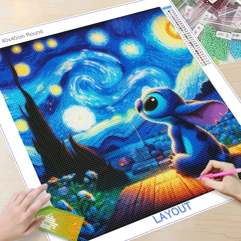 Diamond Painting DIY Craft Kit for Disney Cartoon Stitch & Van Gogh Starry Night