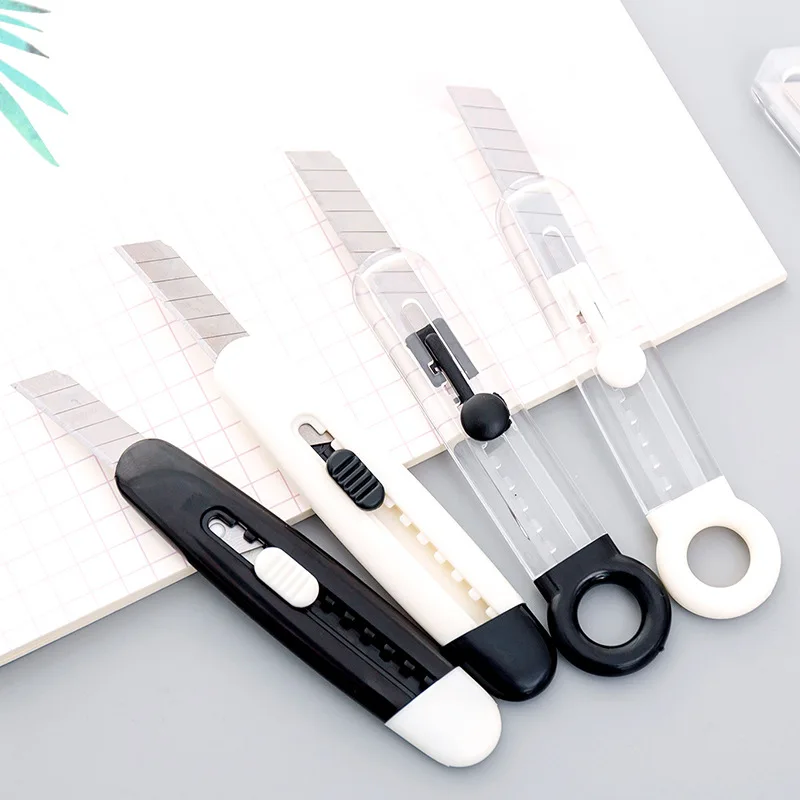

Mini Retractable Utility Knife Portable Transparent Box Cutter with Snap Off Blade and Slide Lock Art Handmade Cutter Stationery