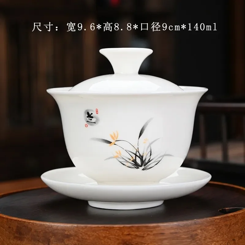 Ceramic Tea Tureen Lid Bowl Saucer Handmade Teaware Chinese Home Decor Kung Fu Porcelanas Tea Cup Sancai Gaiwan Cups