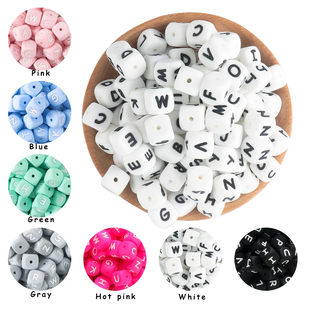 Silicone Letters Beads 10Pcs 12mm For DIY Personalized Name Pacifier Chain Bracelet Jewelry Accessories silicone beads silicone letters beads