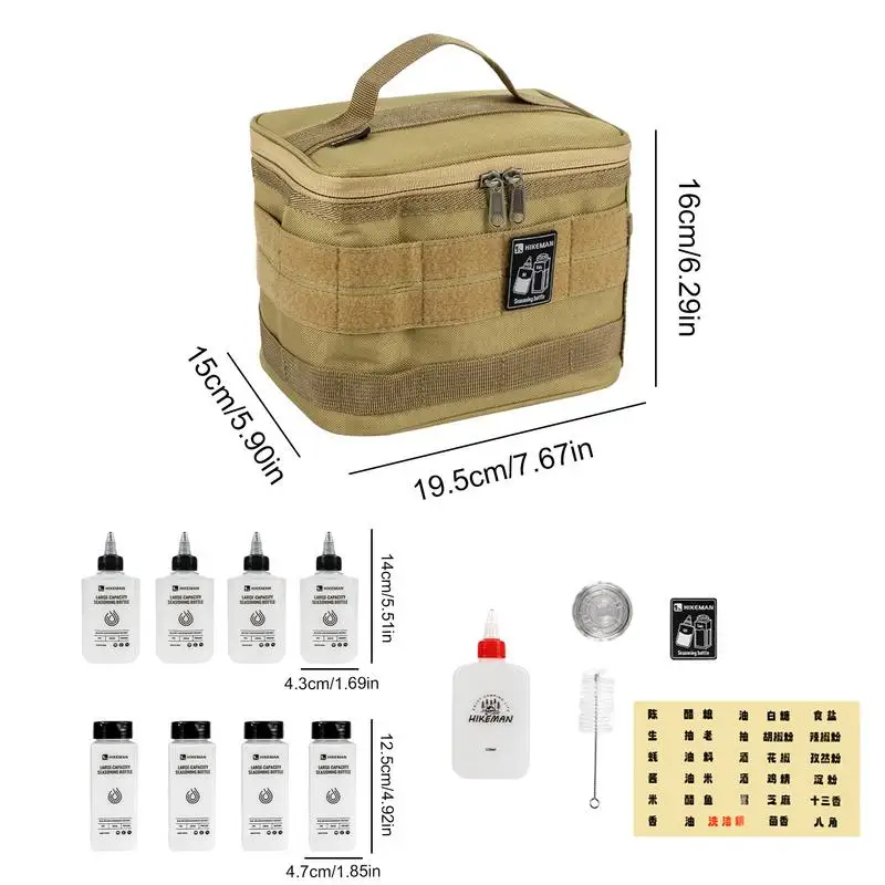 Camping Seasoning Storage Bag Set 14 Pcs Outdoor 200ml Seasoning Bottle Kit Spice Organizer Containers Camping Picnic Supplies