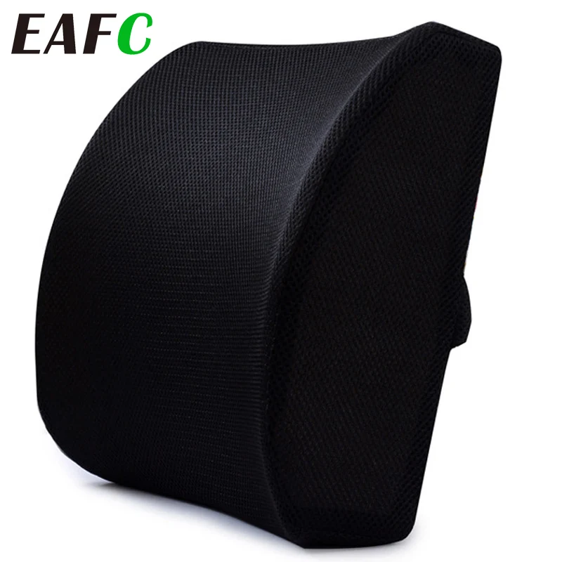 Memory Foam Lumbar Support Pillow for Car - Mid/Lower Back Support Cushion  for Car Seat (Black)