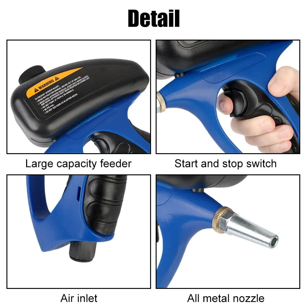 1Pcs Adjustable Sandblasting Gun 90psi Portable Sand Blaster Sand Blasting Machine Gravity Small Handheld Pneumatic Blasting Gun 5