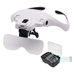 LED Light Headband Magnifier with Optical Glass Lenses (Type 2)