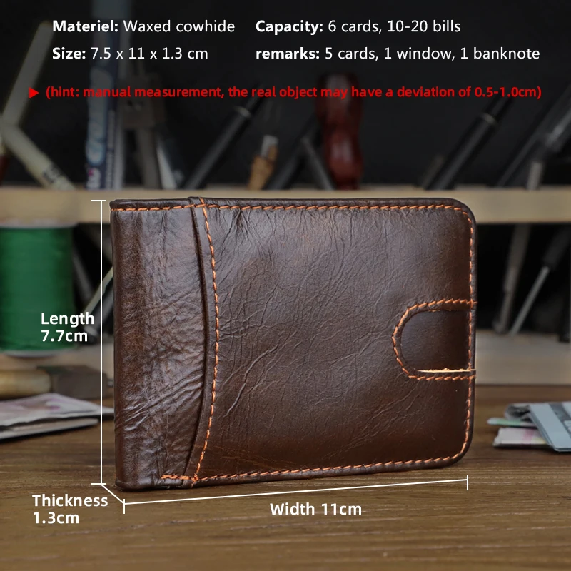 Mens Short Wallet Casual Soft Leather Mens Horizontal Multifunctional Wallet Genuine Leather Card Holder Money Bag Purse