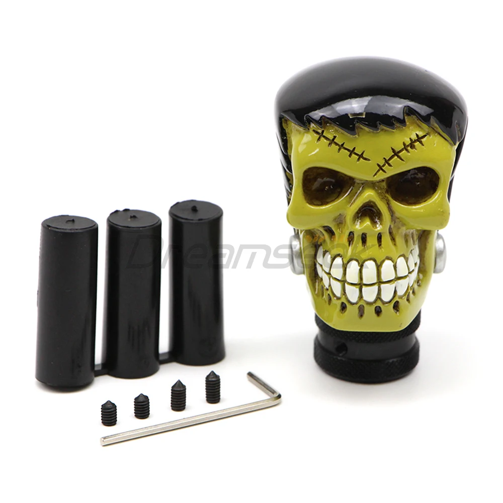 

Car Interior Gear Shift Knob Automatic / Manual Transmission Universal Handle Lever Stick Shifter Green Skull Head