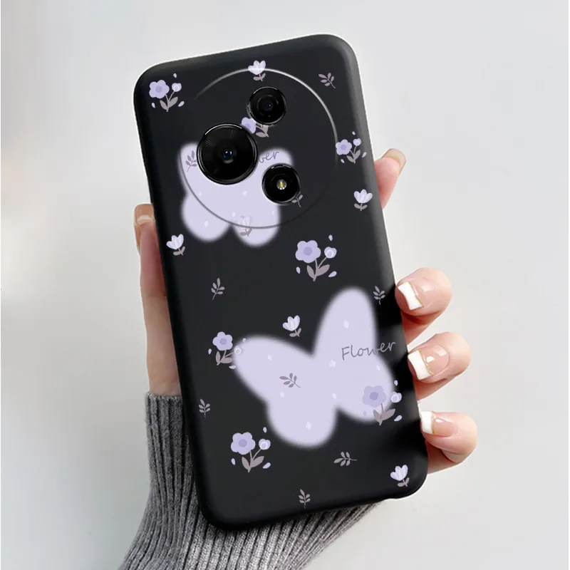 Luxury Fashion Butterfly Flowers Black Soft Silicone Shockproof Phone Case Cover