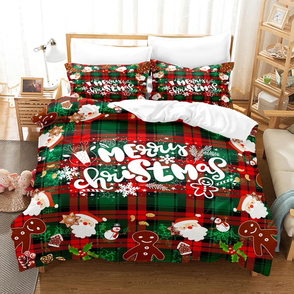 

Navidad Merry Christmas Bedding Set Duvet Cover Set with Pillowcase New Year Double Full Queen King Size Santa Claus Quilt Cover