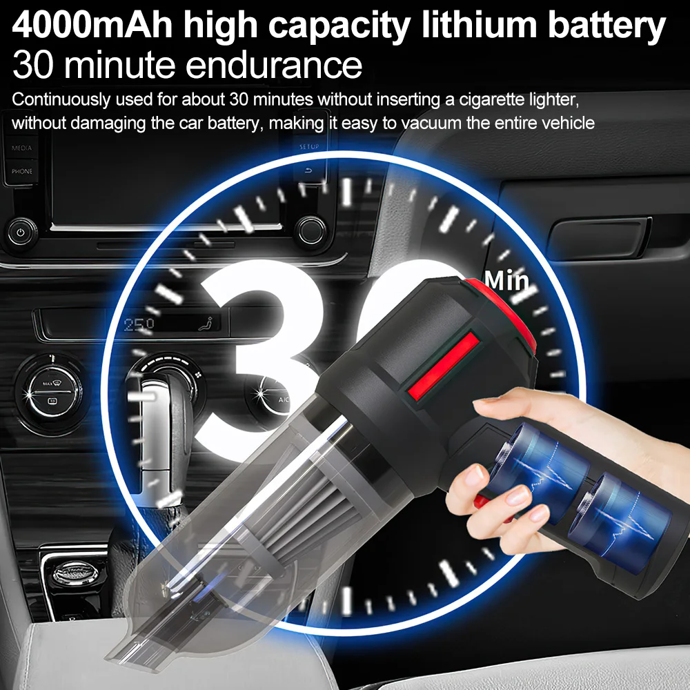Handheld Wireless Vacuum Cleaner 9000pa Electric Air Blower Compressed Air Duster Wet/Dry Cordless Mini Cleaner for Car Keyboard 3