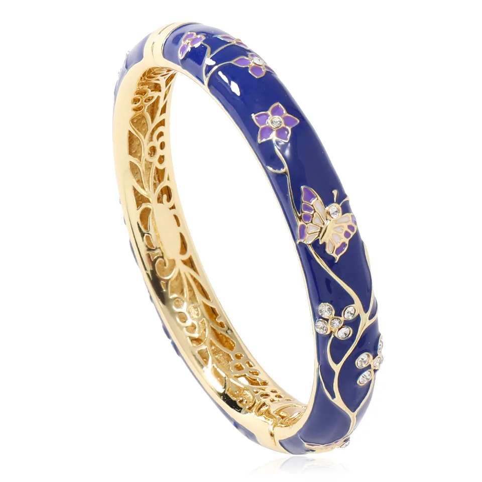Fashion Multicolour Enamel Butterfly Bangle Creative Printing Flower Shiny Zircon Hollow Out Bracelet Fashion Jewelry 2025 New