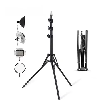 Supporto per luce da 78 pollici per fotografia Staffe di montaggio per flash per fotocamera con treppiede per illuminazione fotografica portatile pieghevole in lega di alluminio