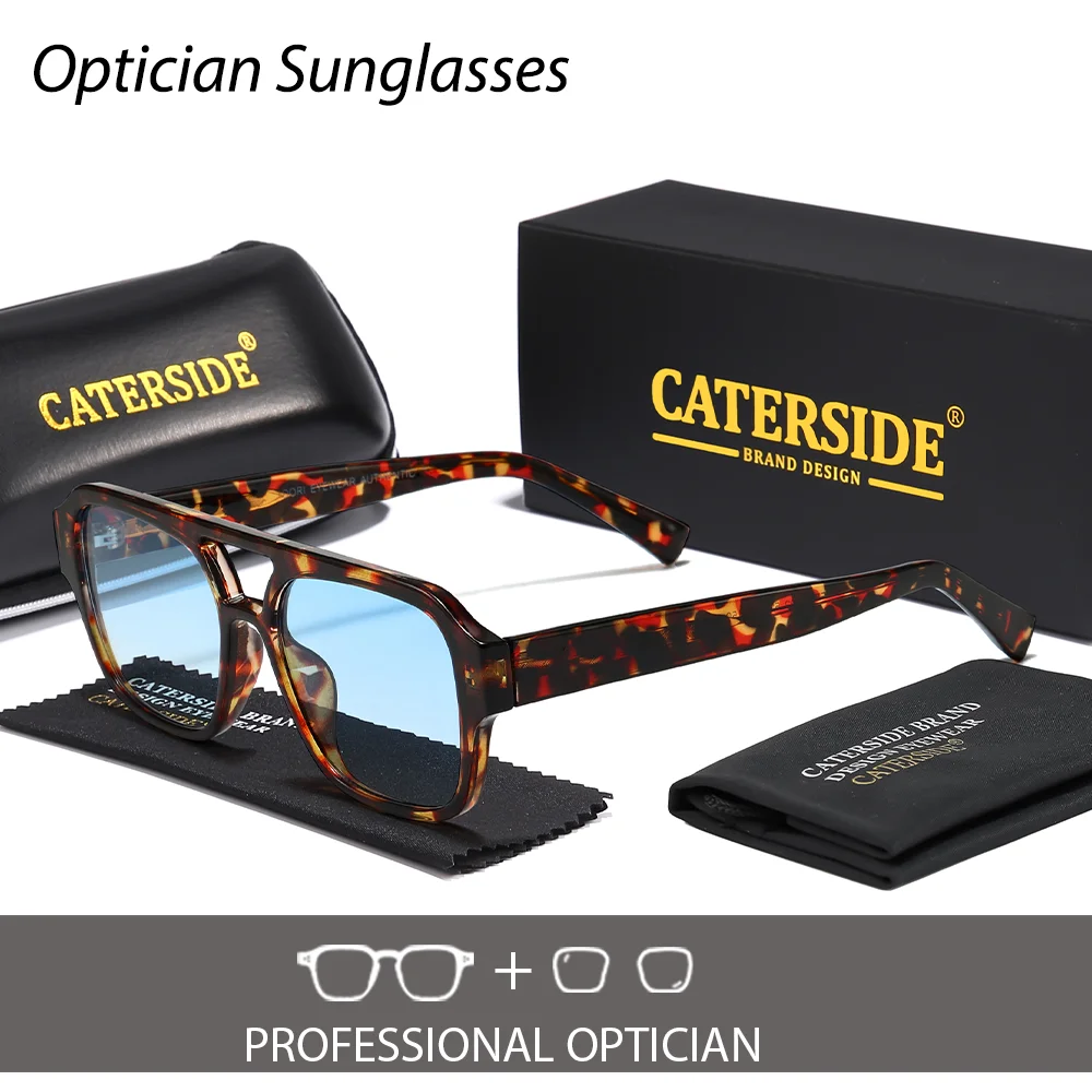 CATERSIDE Retro Männer Optische Sonnenbrille Flache Oberseite Doppel Brücken Rezept Brillen Frauen Myopie Ätherische Geschenke Gläser UV400 – Detail 8