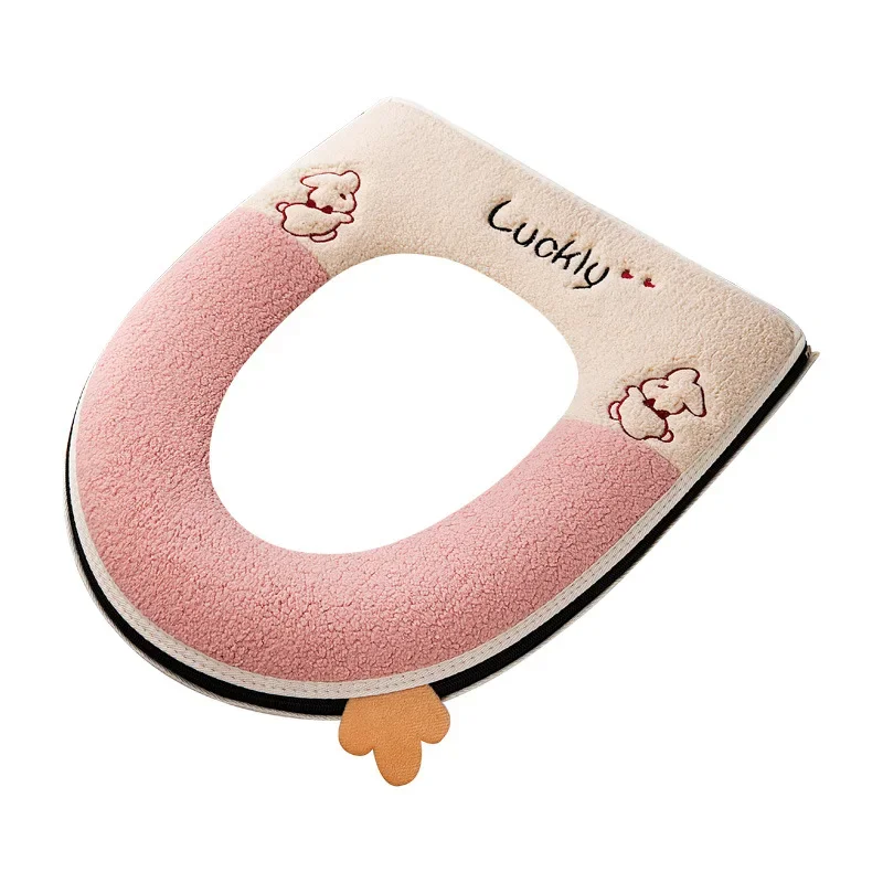 Fashionable household waterproof toilet seat cover with a four season universal thick zipper cartoon toilet seat cushion