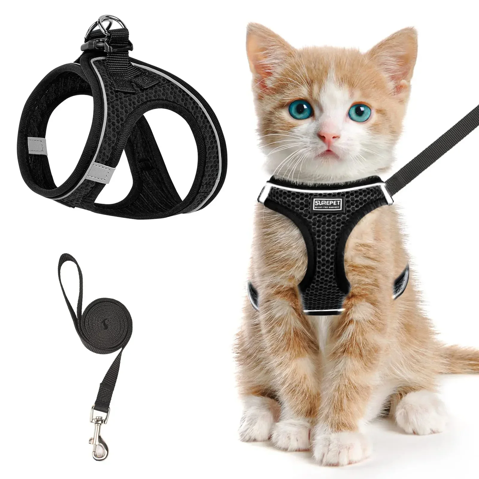 Cat Harness and Leash for Walking, Escape Proof, Adjustable Kitten Vest ...