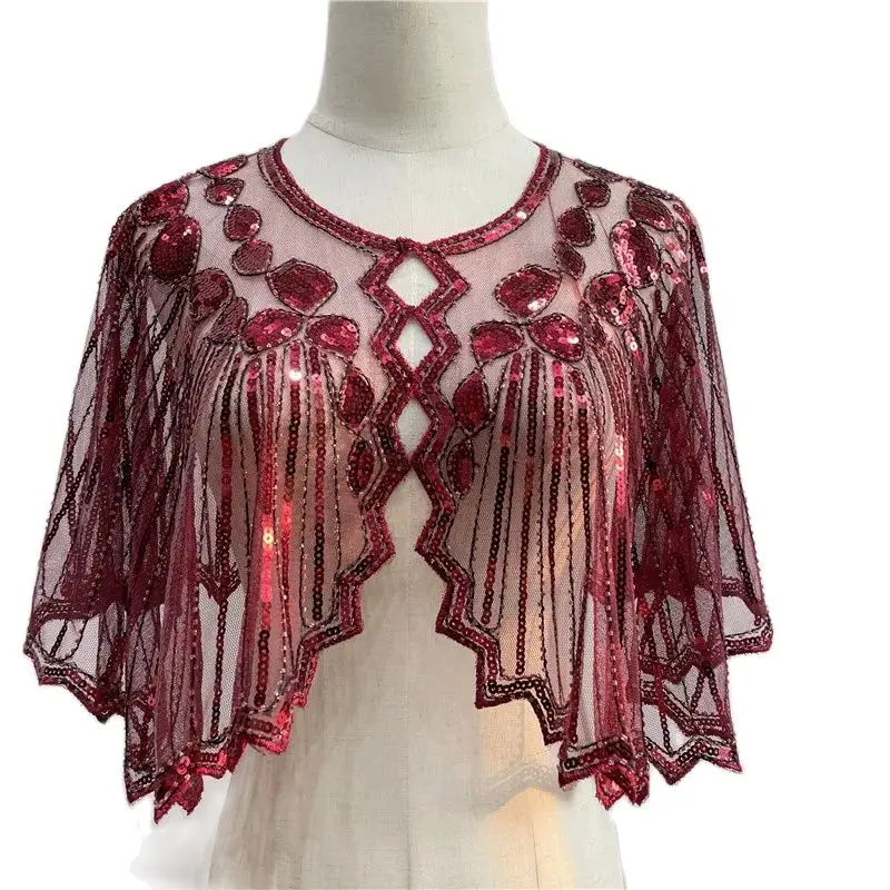 

Wedding Shawl Lady Glitter Wrap Shrug Lady Sparkling Sequin Party Cape Club Dance Bolero Flapper Cover Up for Evening Prom Dress