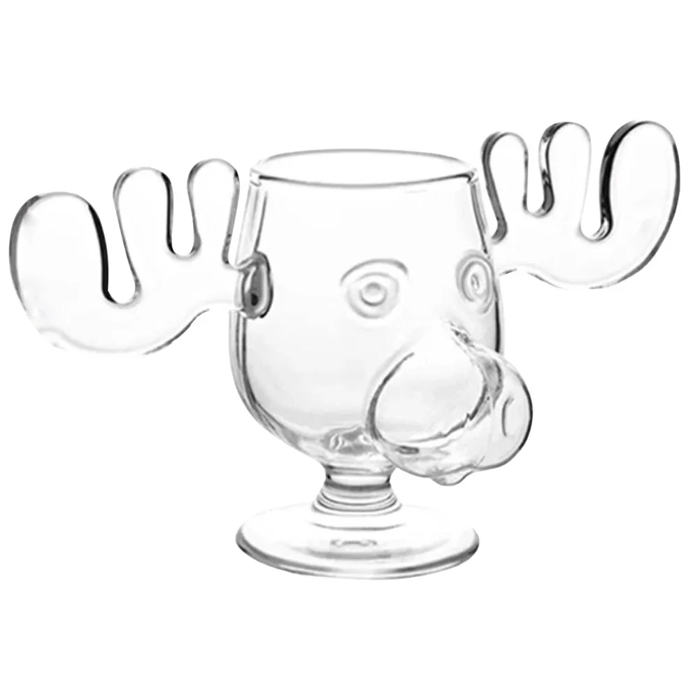 1-4PCS 240ml 8oz Christmas Vacation Moose Mug Christmas Reindeer Head Creative Elk Glass Wine Beer Water Juice Milk Glass
