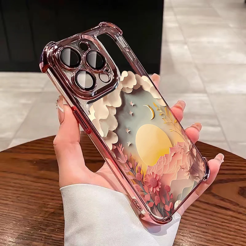 Elegant Landscape Design Shockproof Phone Case - Luxury Plating Clear Finish