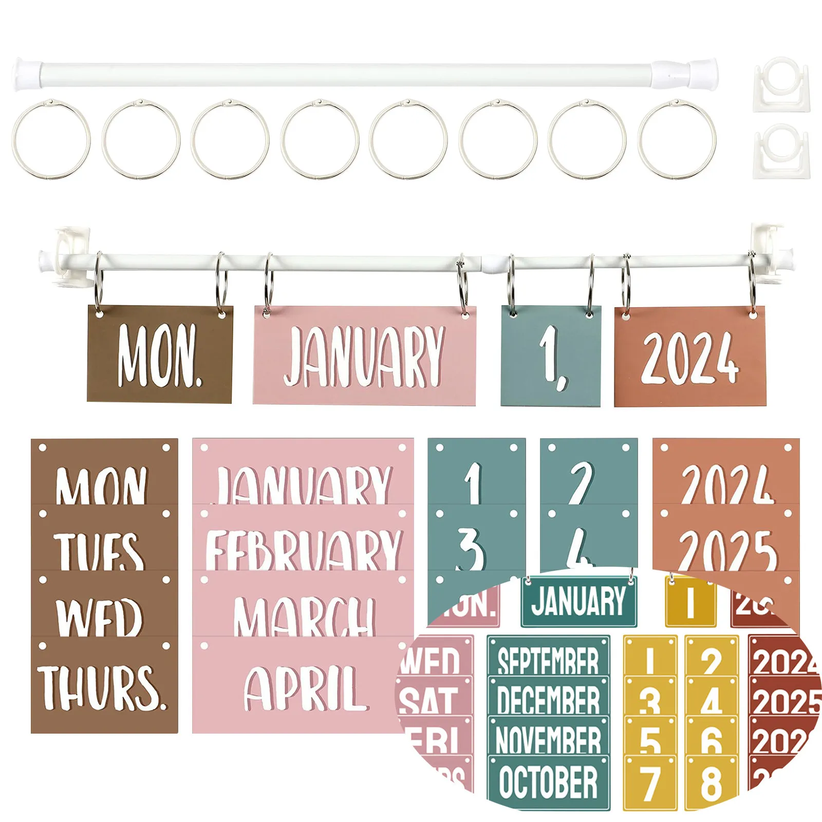 Grand calendrier de poche Boho pour salle d'irritation, cartes mensuelles et météo, tableau de poche noir pour la maison et l'école