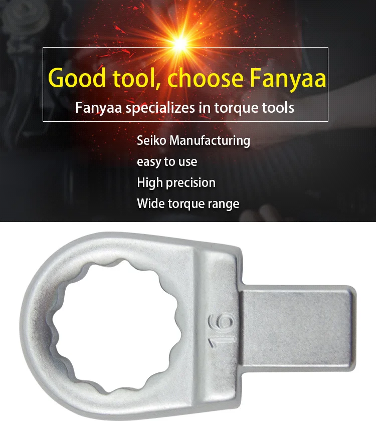 Fanyaa Bolt Nut Torque Spanner Plum Head 9*12mm Drive Square End Plum Ring Diameter 7-38mm Wrench Replacement Head Part