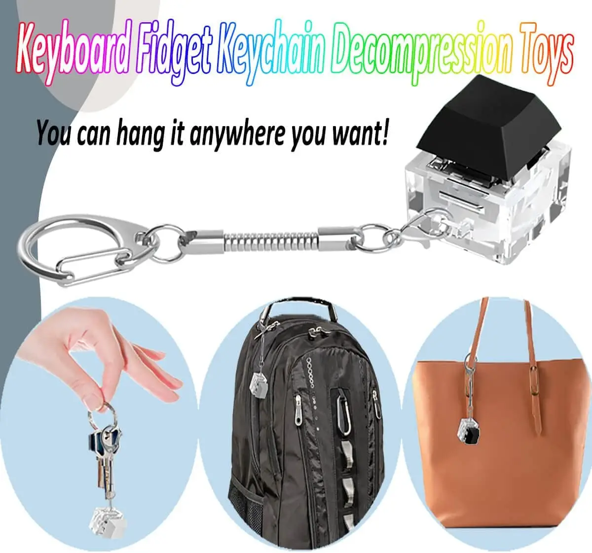 Fidget Toys Keyboard Fidget Keychain Decompression Keyjcap Clicker Toy Stress Relief Fingertip Gadget