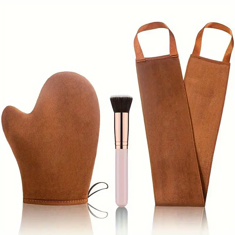 3-In-1 Self Tanning Mitt Glove Reusable Body Face Bath Cleaning Tools Back Tan Applicator Exfoliating Tan Removal Mitt self tanning mitt