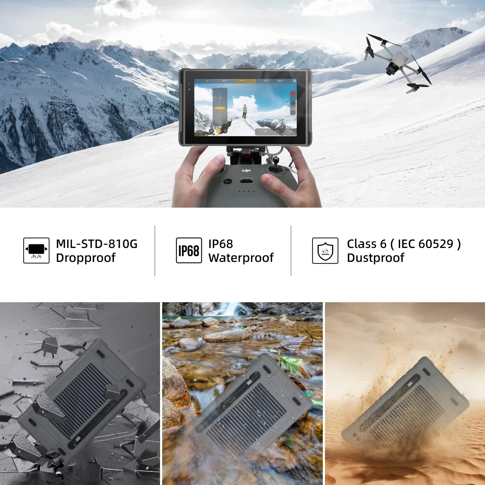 Extreme Sport Rugged Tablet 7 Inch 2600Nit IP68 Waterproof Android 13 8GB+128GB Industrial Tablets for DJI Drone and Paragliding
