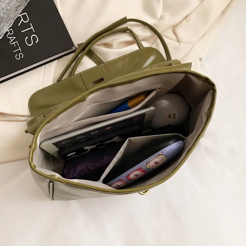 Retro Large Capacity Bag 2023 Brand New Women Messenger Bag Fashion Shoulder Bag Luxury Ladies Solid Color Briefcase