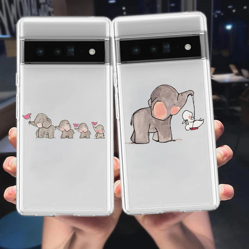 Charming Couple Style Cartoon Silicone Phone Case - Soft TPU Clear Cover