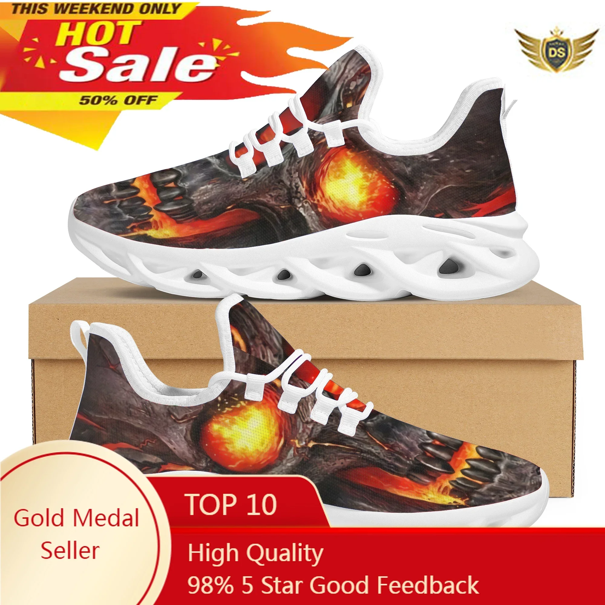 

Cool Print Flame Skull Man Shoes Art Graffiti Outdoor Casual Shoes Soft Sole Comfortable Breathable Jogging Shoes