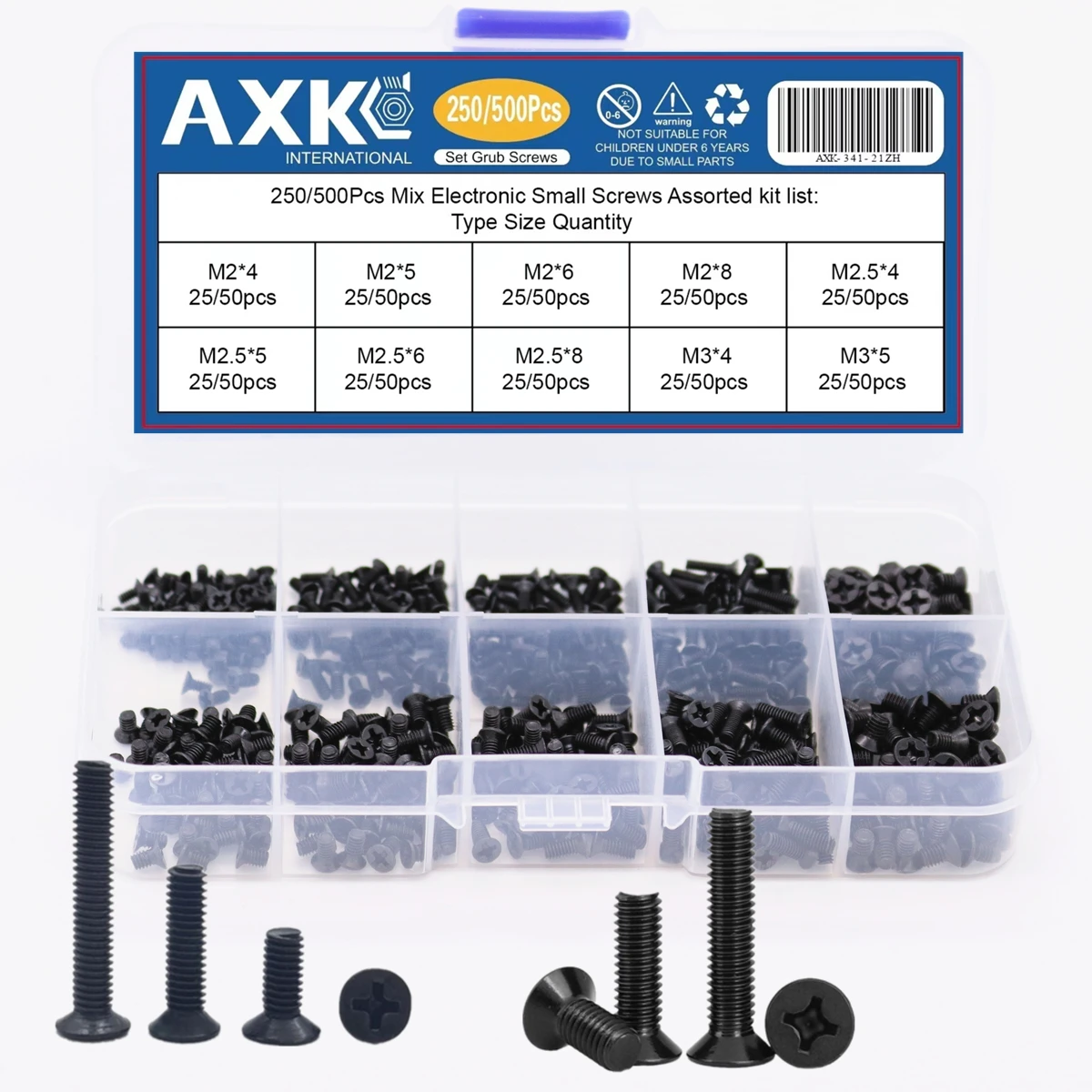 Description Picture 2 of itemAXK 250Pcs/500Pcs M2 M2.5 M3 KM Screw Flat Head Phillips Screws Laptop Notebook Screws Set Kit for computer small screw