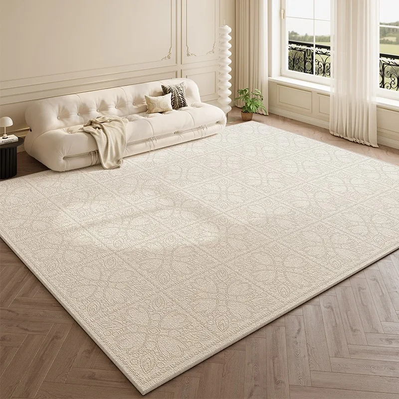 French Living Room Carpet Beige Lines Light Luxury High-end Retro Floor Mats Large Area Cream Style Bedroom Sofa Rug Ковер Tapis