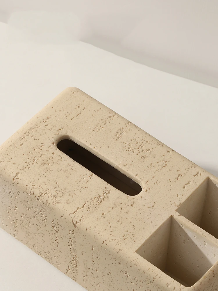 Natural Cave Stone Material Tissue Box Light Luxury Wabi-Sabi Multifunction Tissue Box Home Living Room Decoration Storage Box 3