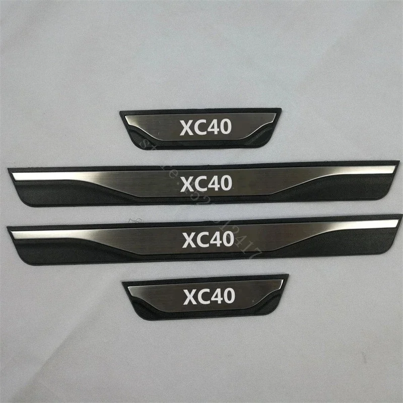 

For Volvo XC40 XC60 XC90 Door Sill Strip Car Door Protector Chrome Pads Scuff Plate Automotive Accessories Pedal Exterior Parts