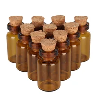 Wholesale 50pcs 1ml Amber Mini Glass Bottles Tiny Jar Vials With Cork Stopper DIY Craft 1