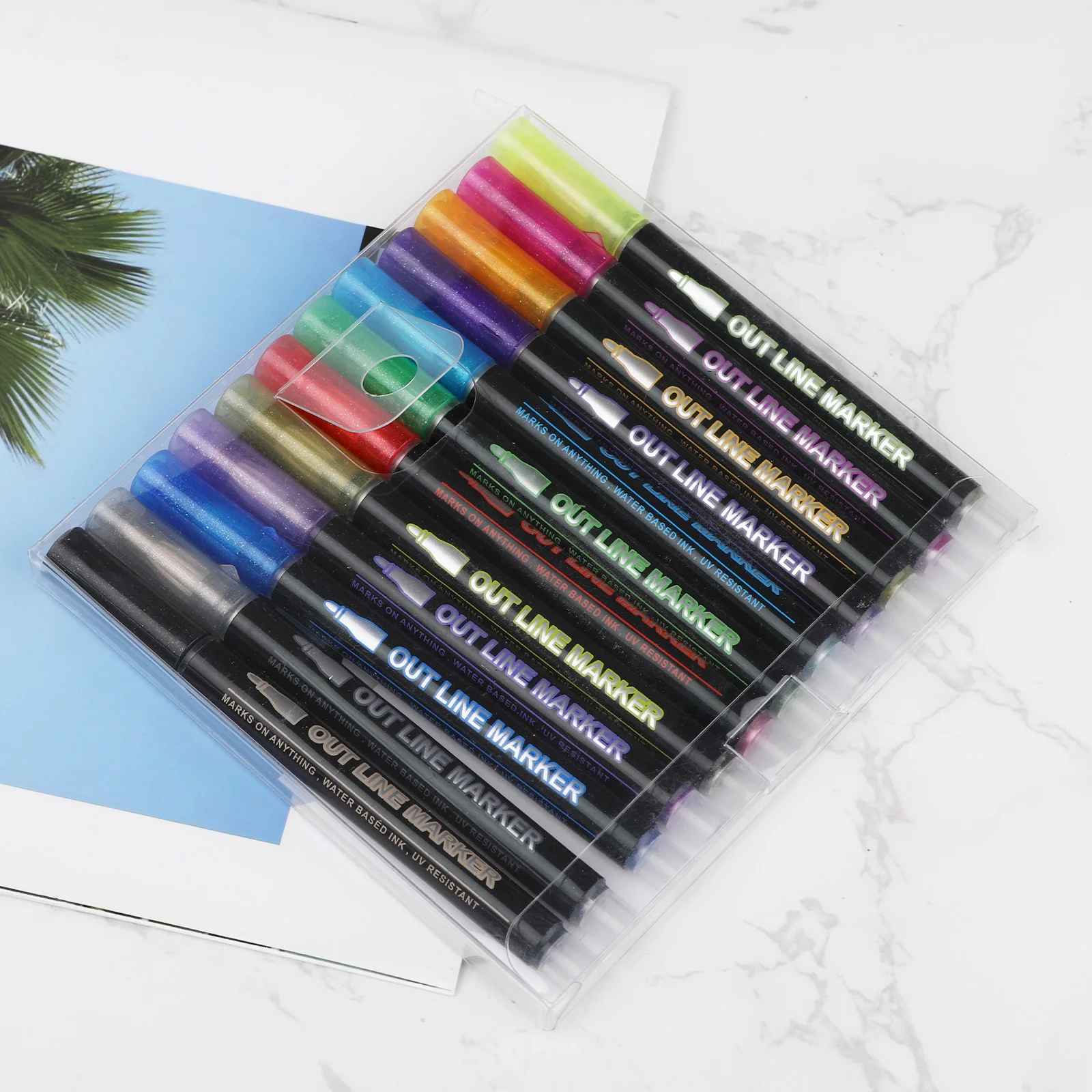 Colored Highlighters Drawing Pens Quick Dry Mark Notes Highlighter for Journal Bible Planner Notes 12