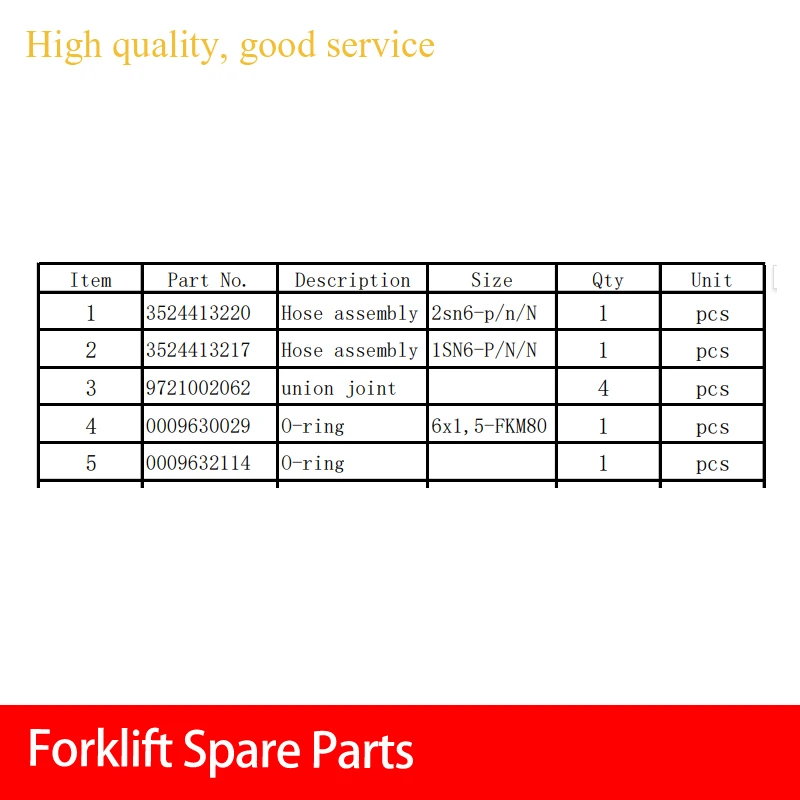 

Hose assembly For Linde Forklift Parts